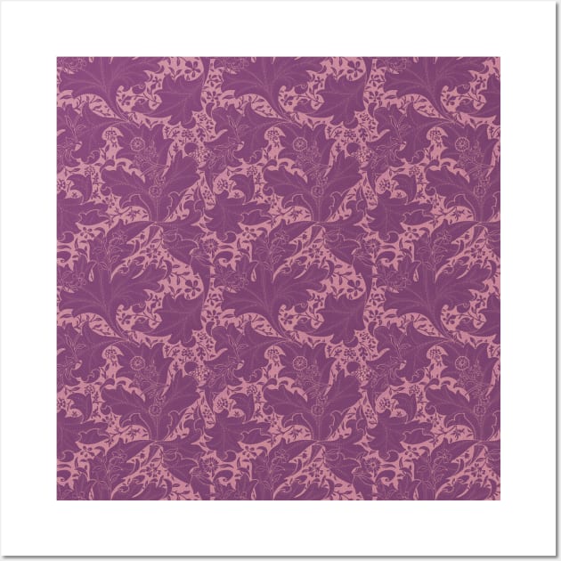 William Morris Wallflower Pattern Mauve Underwater Wall Art by tiokvadrat